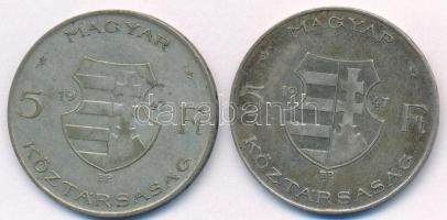 1947. 5Ft Ag "Kossuth" (2x) T:2,2- patina, ph