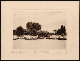 1931 Orphanidesz János (1876-1939): Rómaifürdő, aláírt vintage fotó művészfólián keresztül másolva, képméret 11x16 cm, papírméret 18x24 cm