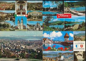 59 db MODERN főleg megíratlan svájci városképes lap / 59 MODERN mostly unused Swiss town-view postcards