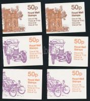 Cars and ruin 3 diff stamp-booklet pairs, Autók és rom 3  bélyegfüzet pár