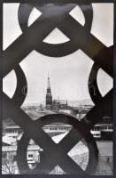 cca 1968 Véber Lajos: Kilátás a Népstadionból, feliratozott, vintage fotóművészeti alkotás, kasírozva, 39,5x26 cm