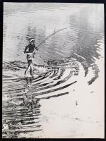 cca 1977 Magyar Alfréd 3 db feliratozott, vintage fotóművészeti alkotása, 40x30 cm és 19x40 cm közöt...