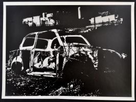 cca 1977 Magyar Alfréd 3 db feliratozott, vintage fotóművészeti alkotása, 40x30 cm és 19x40 cm közöt...