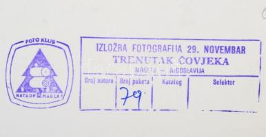 cca 1977 Magyar Alfréd 3 db feliratozott, vintage fotóművészeti alkotása, 40x30 cm és 19x40 cm közöt...