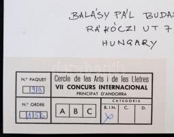 cca 1974 Balásy Pál 3 db feliratozott, vintage fotóművészeti alkotása, 40x30 cm és 40x21 cm között