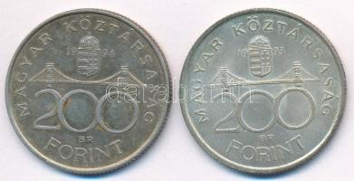 1993-1994. 200Ft Ag "MNB/Deák" (2x) T:2 kis patina