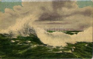 Stürmische See / stormy sea, A. S. M. Leipzig Nr. 305 s: C. Schenke (EK)