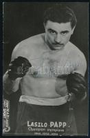 Papp László (1926-2003) olimpiai bajnok magyar ökölvívó aláírása fotón, 14x9 cm