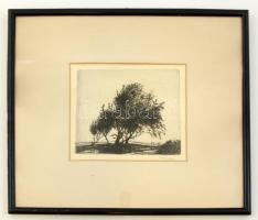 Barcsay Jenő (1900-1988): Vihar. Rézkarc, papír, jelzett, üvegezett keretben,  14×16 cm