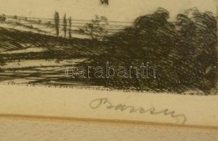 Barcsay Jenő (1900-1988): Vihar. Rézkarc, papír, jelzett, üvegezett keretben,  14×16 cm