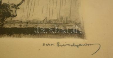 Székely (Dobai) Andor (1877-1969): Őszi szántás. Rézkarc (próba), papír, jelzett, üvegezett keretben...