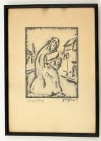 Gergely Imre (1868-1957): Kenyértolvaj. Lavírozott tus-ceruza, papír, jelzett, üvegezett keretben, 2...