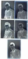 1957 Katonai portréképek Lőcsei Árpád hagyatékából, 13 db vintage üveglemez negatív, 9x6 cm