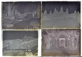 cca 1925 Különféle témákat ábrázoló, 13 db vintage üveglemez negatív, 9x12 cm és 10x15 cm