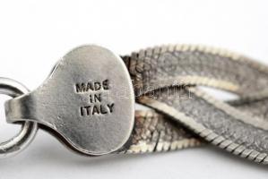 Ezüst(Ag) fonott lapos nyaklánc, jelzett, h: 45 cm, nettó: 20,7 g