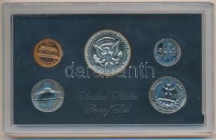 Amerikai Egyesült Államok 1970S 1c-1/2$ (5xklf) forgalmi sor lezárt műanyag tokban + 1965. 1/2$ Ag &...