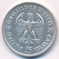 Német 3. Birodalom 1936E 5M Ag "Hindenburg" T:2 ph.
German Third Reich 1936E 5 Mark Ag &q...