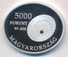 2014. 5000Ft Ag "Bárány Róbert 100 éve nyerte el a Nobel-díjat" (12,59g/0.925) T:PP