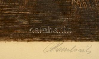 Paulovits Pál (1892-1975): Hajnal a Balatonon. Színezett rézkarc, papír, jelzett, gyűrűdéssel, 31×42...