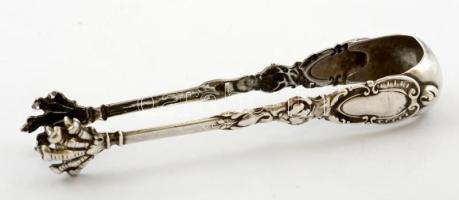 Ezüst(Ag) madárkarmos cukorcsipesz, jelzett, h: 11,8 cm, nettó: 20,4 g