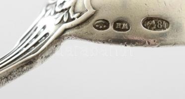 Orosz virágmintás ezüst(Ag) kanál, jelzett, h: 14,5 cm, nettó: 32,3 g