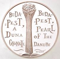 Lebó Ferenc (1960-) 2003. "Budapest a Duna gyöngye / Az MKB köszönti a 125 éves fővárost" Ag emlékérem eredeti dísztokban (30,92g/0.999/42,5mm) T:PP