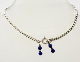 Ezüst(Ag), kék köves kígyó mintás karkötő, jelzett, h: 18 cm, bruttó: 4,5 g / Silver snake bracelet 18 cm, 4,5 g