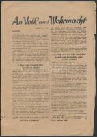 1944 An Volk und Wehrmacht, Moskau, 8.12.1944., német nyelvű szovjet propaganda röplap, a második ol...
