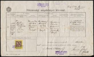 1926-1948 Házassági anyakönyvi kivonatok Dr. Márkus Márton (1888-?) izrealita vallású ügyvéd részére...
