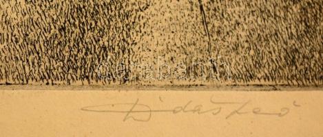 Dudás Jenő (1900-1991): Tihanyi faluvég. Rézkarc, papír, jelzett, 29×38 cm