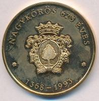 1993. &quot;Nagykőrös 625 éves&quot; aranyozott Br emlékérem tokban (42mm) T:2(PP)