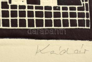 Kádár György (1912-2002): Interiur. Linó, karton, jelzett, 33×24 cm