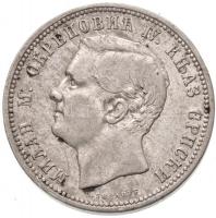 Szerbia 1875. 2D Ag "I. Milán" T:2
Serbia 1875. 2 Dinara Ag "Milan I" C:XF
Kra...
