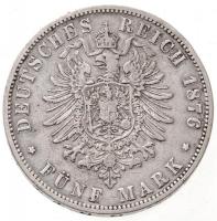 Német Államok / Poroszország 1876B 5M Ag "I. Vilmos" (27,5g) T:2,2-
German States / Pruss...