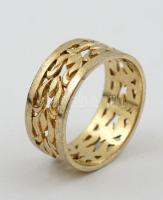 Ezüst(Ag) aranyozott áttört gyűrű, jelzett, méret: 60, nettó: 5 g