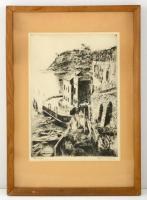 Aszódi Weil Erzsébet (1901-1976): Posillipo. Rézkarc, papír, jelzett, üvegezett keretben, 33×24 cm