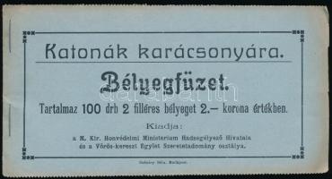 1915 Katonák Karácsonyára 2f segélybélyeg 100 db-ot tartalmazó teljes füzet