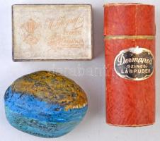 Kis bolha tétel: 2 db régi dobozka, görögországi emlék festett kő.