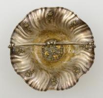 Dekoratív szecesziós alpakka füles kosár, jelzés nélkül, kis kopással, m: 24 cm, d: 22 cm