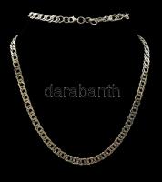 Ezüst(Ag) lapos dupla szemű pancer nyaklánc, jelzett, h: 58 cm, nettó: 19,9 g