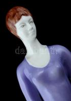 Hollóházi esernyős hölgy, kézzel festett, jelzett, hibátlan, m:41 cm