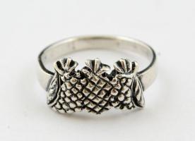 Ezüst(Ag) ananászos gyűrű, jelzett, méret: 55, nettó: 3,2 g