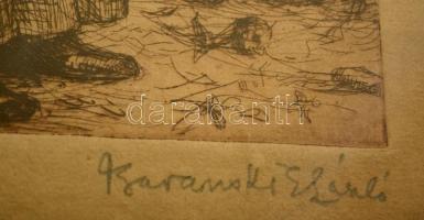 Baranszky Emil László (1877-1941): Ministráns. Rézkarc, papír, jelzett, üvegezett keretben, 24×18 cm