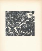 Frans Masereel (1889-1972): Káosz vezeti a népet. Fametszet, papír, jelzett a metszeten, 11×13 cm