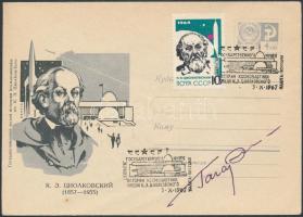 Jurij Alekszejevics Gagarin (1934-1968) szovjet űrhajós aláírása emlékborítékon /

Signature of Yu...