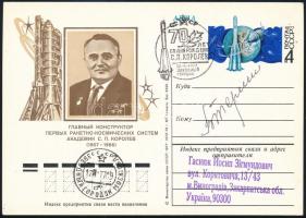 Valentyina Tyereskova (1937- ) szovjet űrhajós aláírása levelezőlapon /  Signature of Valentina Tereshkova (1937- ) Soviet astronaut on postcard