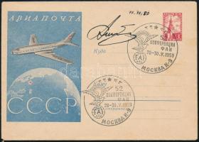 Oleg Konsztantyinovics Antonov (1906-1984) szovjet repülőmérnök aláírása emlékborítékon /  Signature of Oleg Konstantinovich Antonov (1906-1984) Soviet aircraft designer on envelope