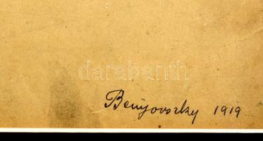 Benyovszky István (1898-1969): Pipázó juhász. Tus, papír, szakadással,jelzett, 28×24 cm