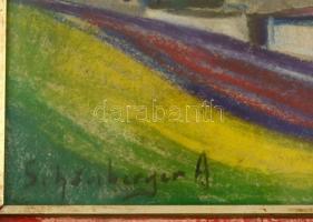 Schönberger jelzéssel: Utca részlet. pasztell, papír, üvegezett keretben,  29×40 cm