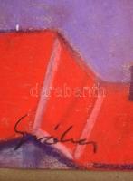 Sváby jelzéssel: Háztetők. Pasztell, papír, üvegezett keretben, 29×42 cm